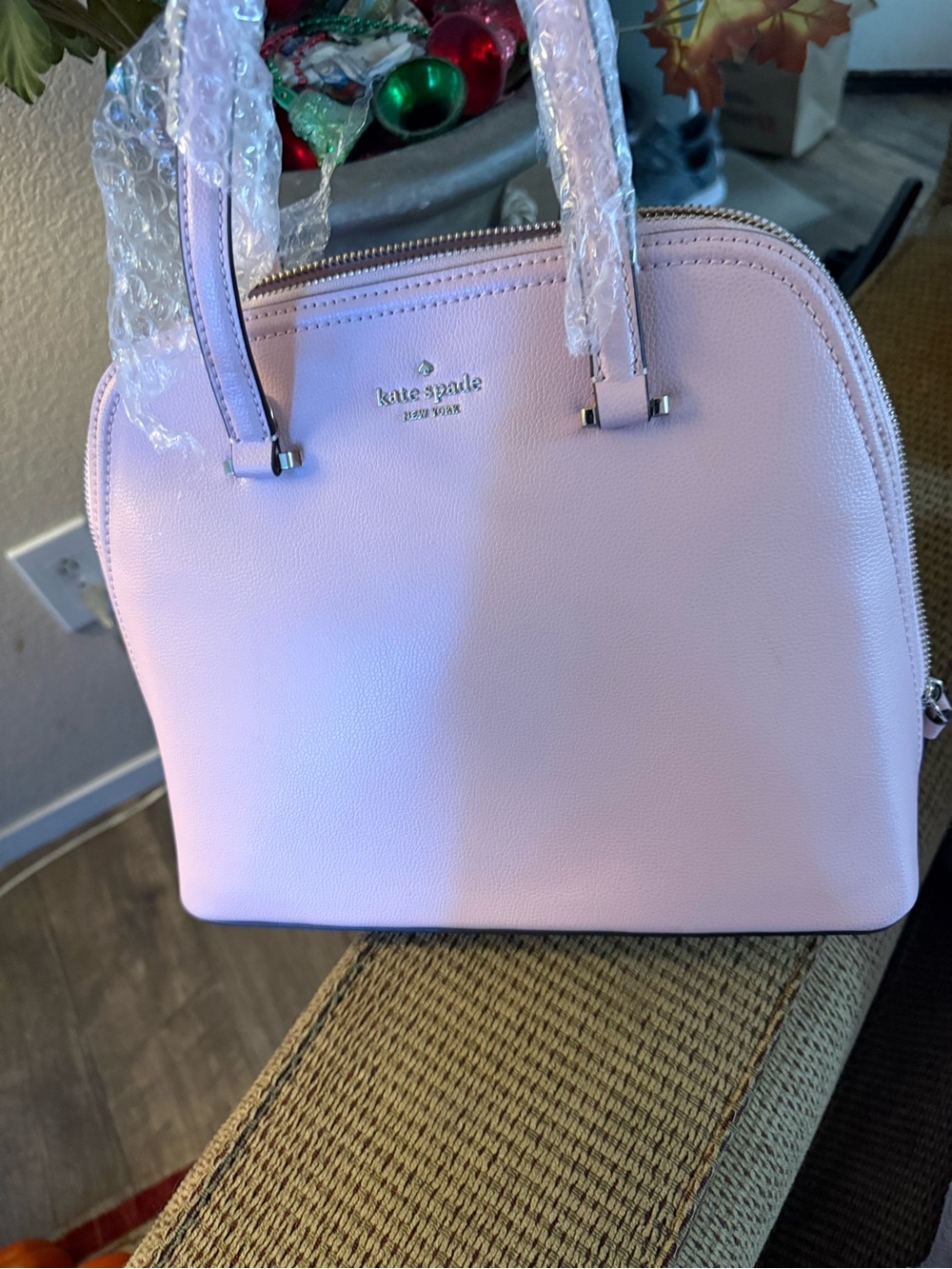kate spade light pink satchel dome-style handbag